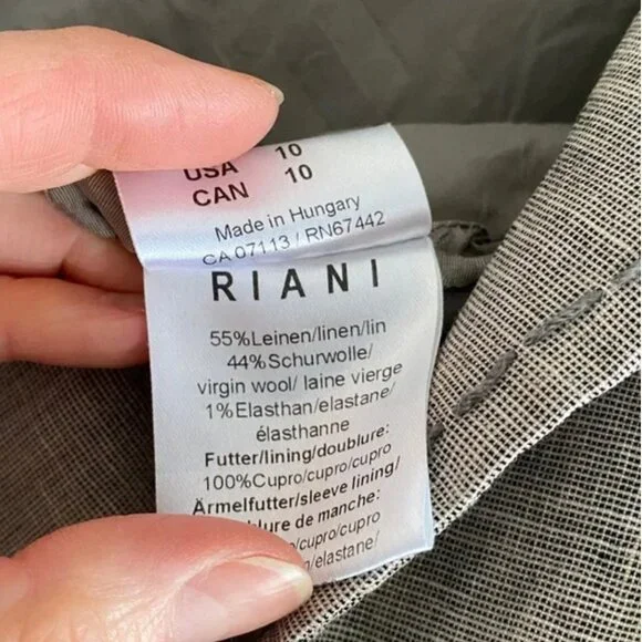 Riani • Long Linen–Virgin Wool Blazer • Size 10 - Picture 11 of 13